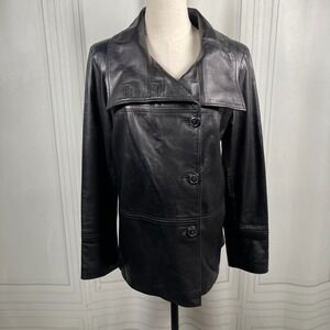 Cole Haan Lambskin Leather Jacket Black Women's M